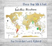 Cuadro del Mapa del mundo personalizable de 24x18 Handmade